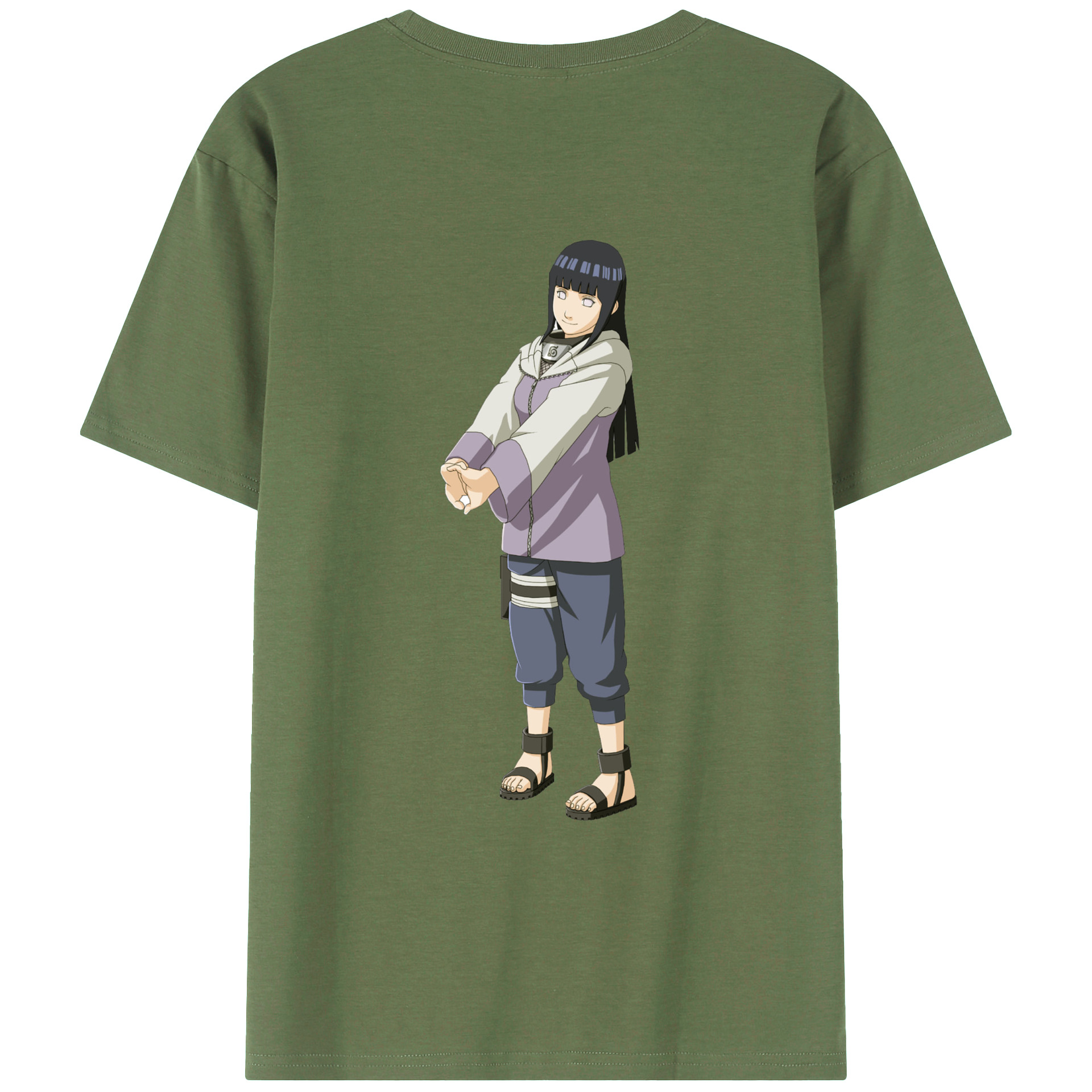 （画像用） NARUTO -ナルト- 日向ヒナタ Hyūga Hinata 綿100％ メンズ半袖Tシャツ（バックプリント） 通気性